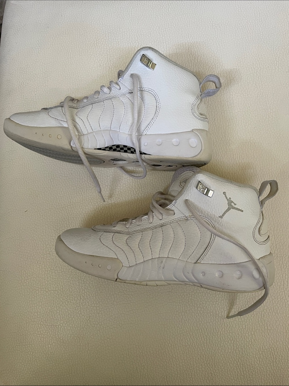 Jordan Big Kids' White High-Top Basketball Sneakers 6.5